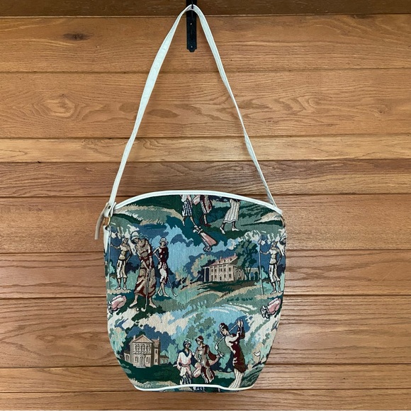 Lenox Handbags - Lenox Tapestry Scene Tote in Green, Blue, Cream